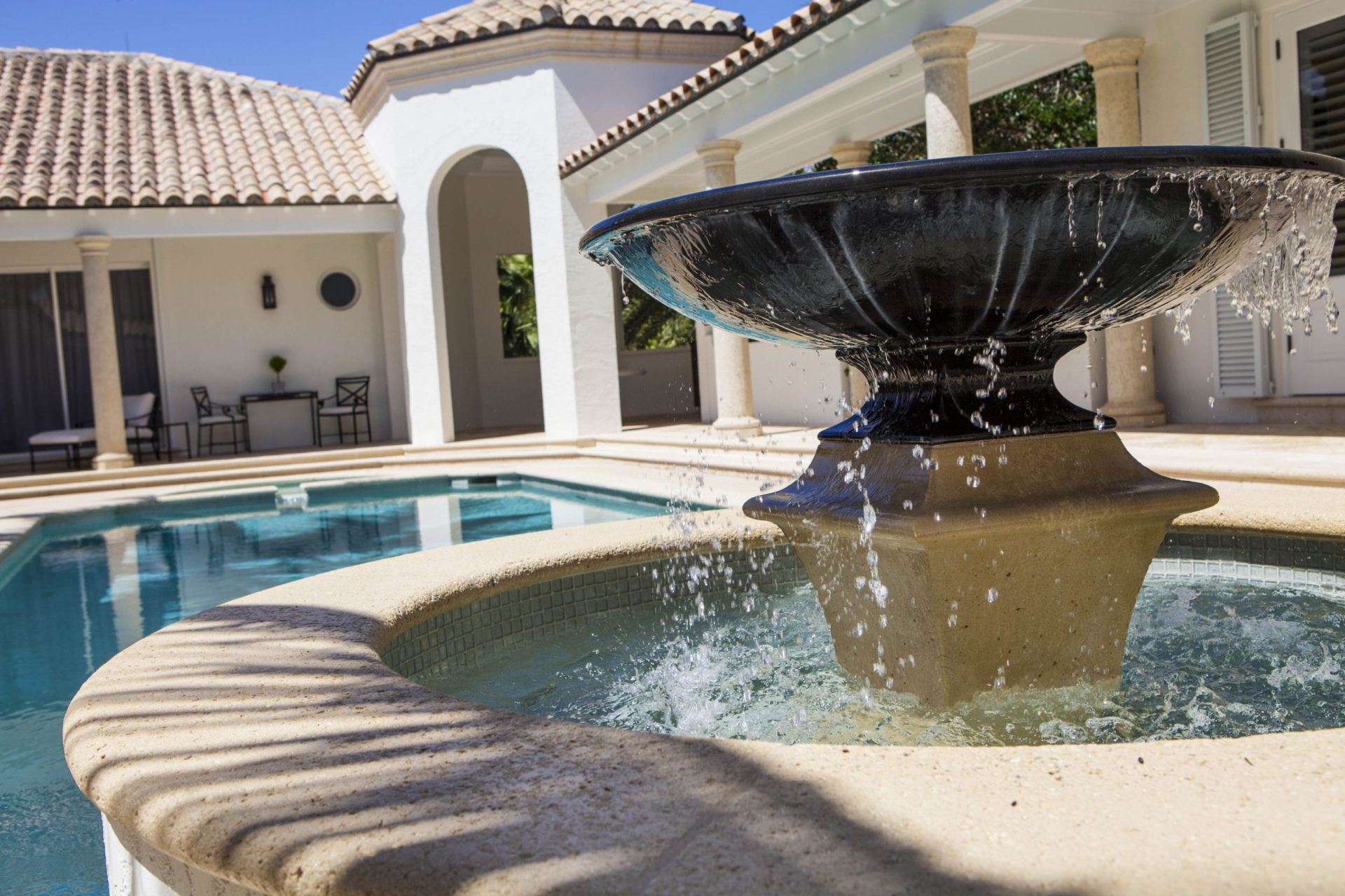 Fountains are one of the latest trends in pool remodel designs